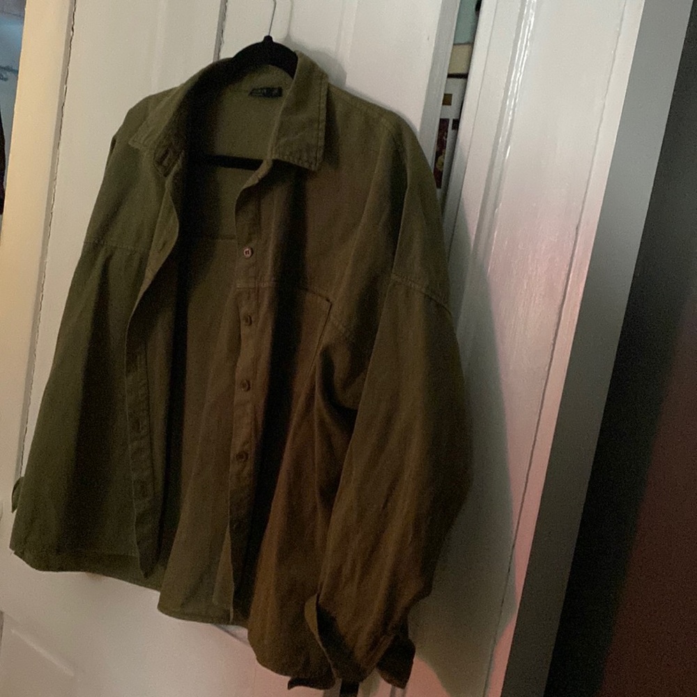 Olive green denim overshirt